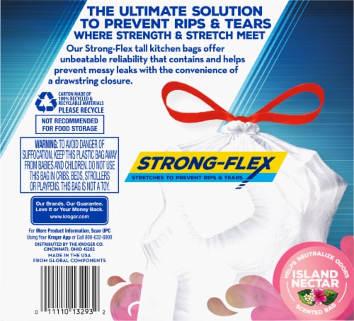 Kroger® Island Nectar Scent Strong-Flex Tall Kitchen 13 Gallon Drawstring Bags Perspective: right