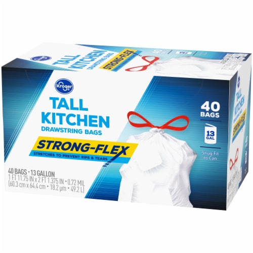 Kroger® 13 Gallon Unscented Strong Flex Tall Kitchen Drawstring Trash Bags Perspective: right