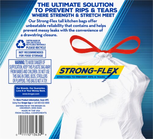 Kroger® Strong-Flex Unscented Tall Kitchen 13 Gallon Drawstring Bags Perspective: right