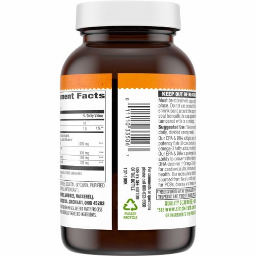 Simple Truth® Omega-3 Fatty Acids EPA & DHA Softgels 300mg Perspective: right