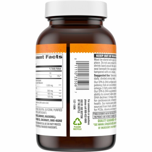 Simple Truth® Omega-3 Fatty Acids EPA & DHA Softgels 300mg Perspective: right