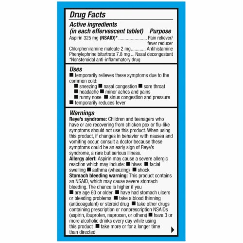 Kroger® Gluten Free Original Flavor Effervescent Cold Relief Tablets Perspective: right