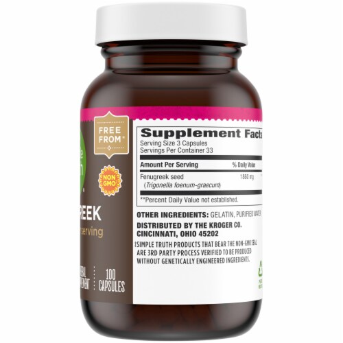 Simple Truth® Fenugreek Capsules 1860mg Perspective: right