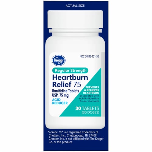 Kroger® Heartburn Relief Acid Reducer Tablets 75mg Perspective: right