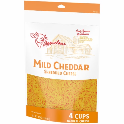Moovelous Mild Cheddar Shredded Cheese Perspective: right