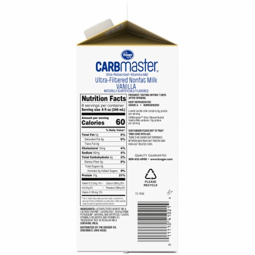 Kroger® CarbMaster® Ultra-Filtered Nonfat Vanilla Milk Half Gallon Perspective: right