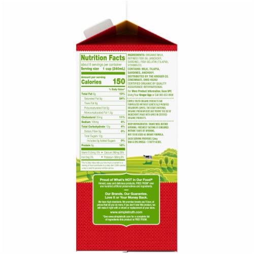 Simple Truth Organic® Vitamin D Whole Milk with DHA Omega-3 Half Gallon Perspective: right