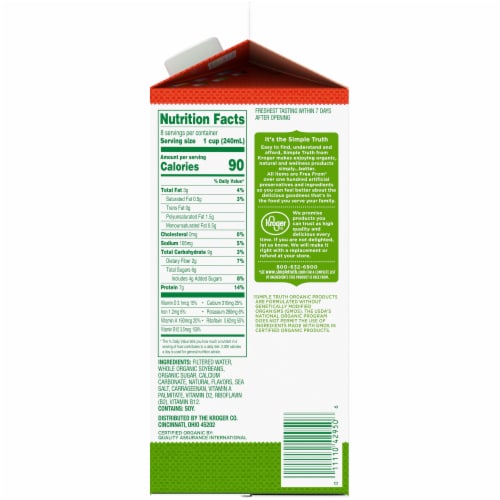 Simple Truth Organic® Dairy Free Organic Original Soy Milk Half Gallon Perspective: right