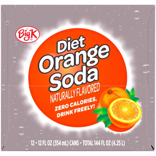 Kroger Big K® Diet Orange Soda Can Perspective: right