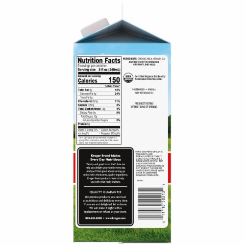 King Soopers Organic Vitamin D Whole Milk Perspective: right