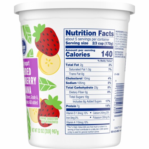 Kroger® Blended Strawberry Banana Lowfat Grade A Yogurt Perspective: right