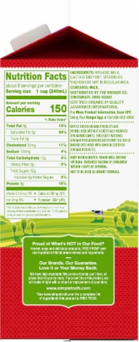 Simple Truth Organic® Lactose Free Vitamin D Whole Milk Half Gallon Perspective: right