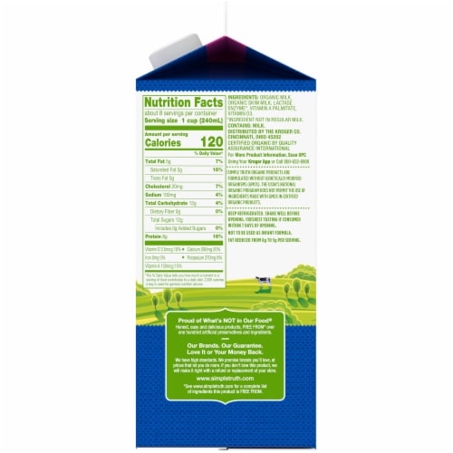 Simple Truth Organic® Lactose Free 2% Reduced Fat Milk Perspective: right