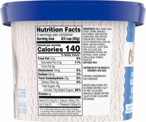 Kroger® Deluxe Churned Artisan Vanilla Bean Light Ice Cream Tub Perspective: right
