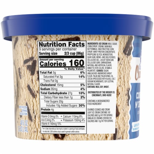 Kroger® Deluxe Churned Cookies & Cream Light Ice Cream Tub Perspective: right