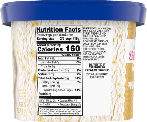 Kroger® Deluxe Low Fat Pineapple Sherbet Tub Perspective: right