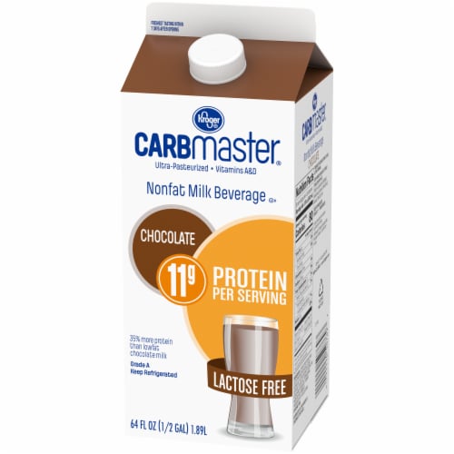 Kroger® CARBmaster® Lactose Free Non-Fat Chocolate Milk Beverage Half Gallon Perspective: right