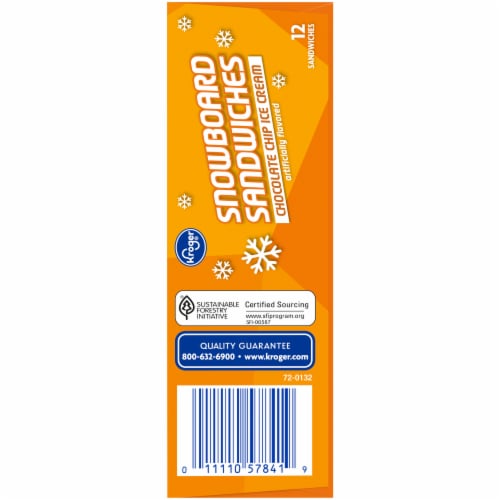 Kroger® Chocolate Chip Ice Cream Snowboard Sandwiches Perspective: right