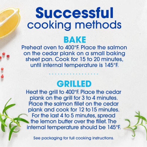Kroger® Farm Raised Atlantic Salmon Portions Cedar Plank Lemon Garlic Butter Perspective: right