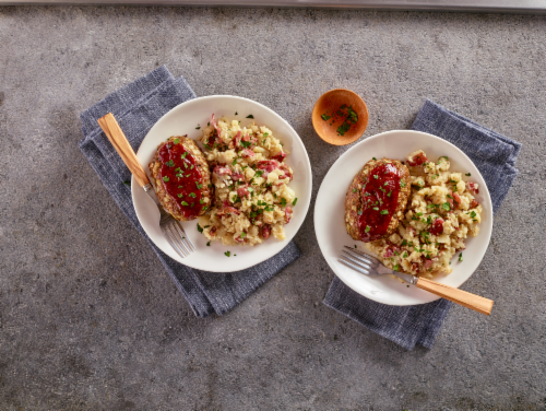 Prep+Pared Meal Kit Mini Meatloaves + Homemade Tomato Glaze with Garlic Smashed Potatoes Perspective: right