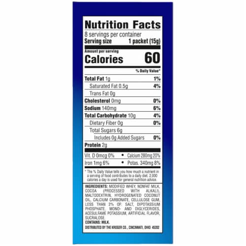 Kroger® No Sugar Added Milk Chocolate Dutch Hot Cocoa Mix Perspective: right