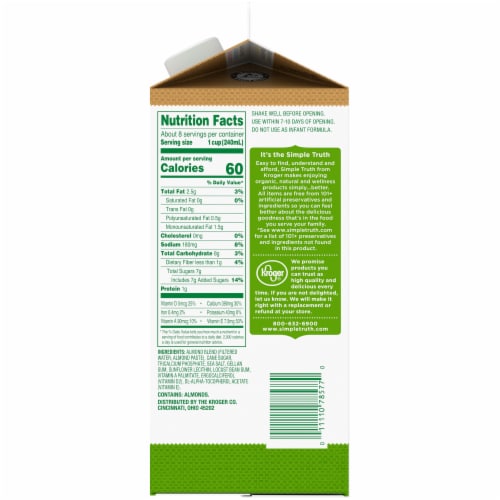 Simple Truth® Dairy Free Original Almond Milk Half Gallon Perspective: right