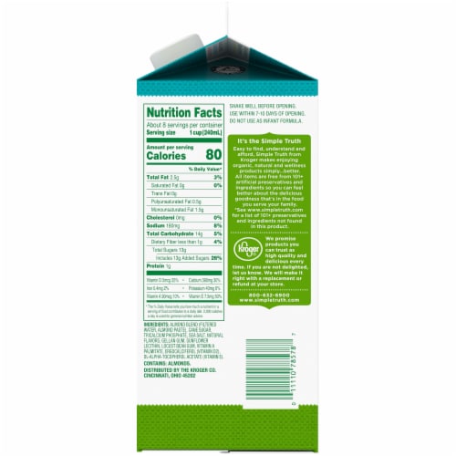 Simple Truth® Dairy Free Vanilla Almond Milk Half Gallon Perspective: right