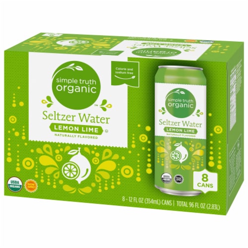 Simple Truth Organic™ Lemon Lime Flavored Seltzer Water Cans Perspective: right
