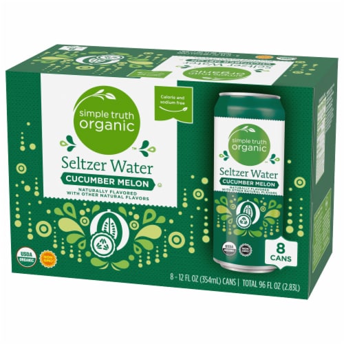 Simple Truth Organic® Cucumber Melon Flavored Seltzer Water Cans Perspective: right