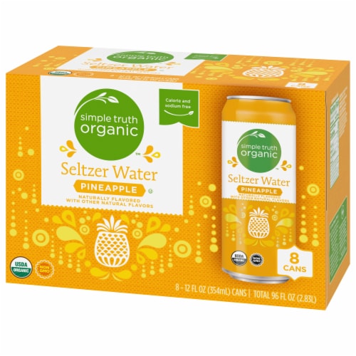 Simple Truth Organic Pineapple Flavored Seltzer Water Cans Perspective: right