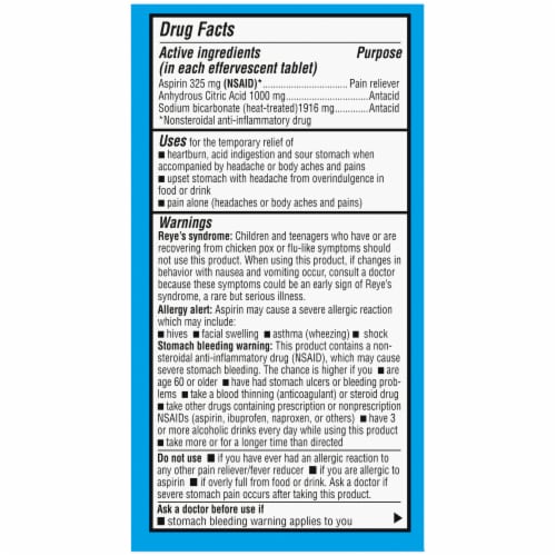Kroger® Antacid & Pain Relief Original Flavor Effervescent Tablets Perspective: right