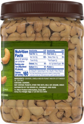 Kroger® Salted Whole Cashews Perspective: right