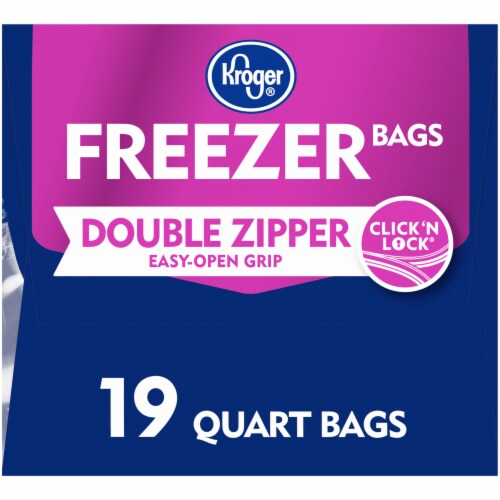 Kroger® Double Zipper Click 'N Lock Quart Freezer Bags Perspective: right