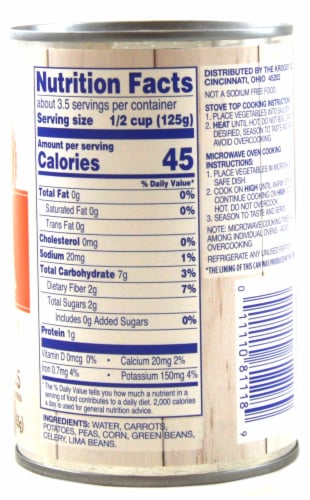 Kroger® No Salt Added Mixed Vegetables Perspective: right
