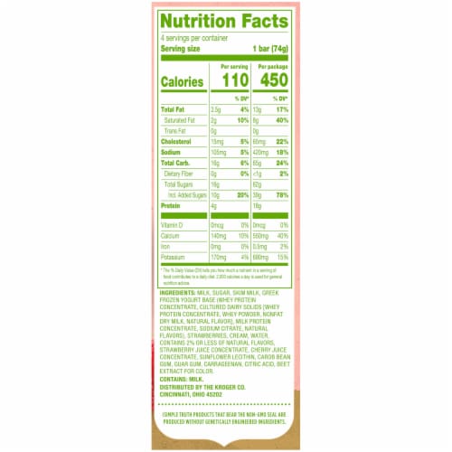 Simple Truth® Yo Greek! Strawberry Vanilla Swirl Frozen Greek Yogurt Bars Perspective: right