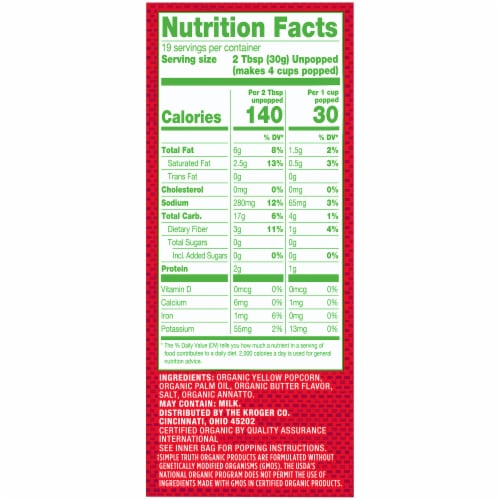 Simple Truth Organic™ Butter Flavor Microwave Popcorn Perspective: right