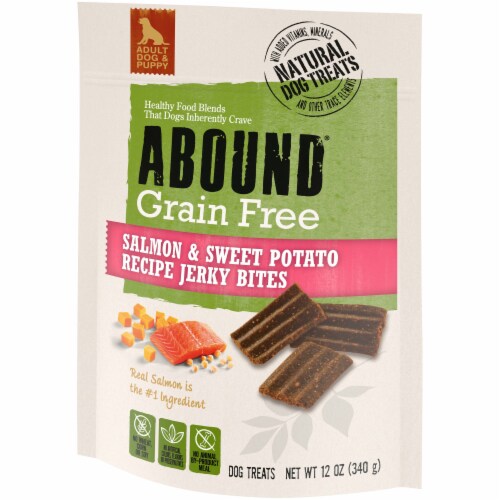 ABOUND® Grain Free Jerky Bites Dog Treats Salmon & Sweet Potato Perspective: right
