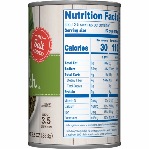 Kroger® No Salt Added Leaf Spinach Perspective: right