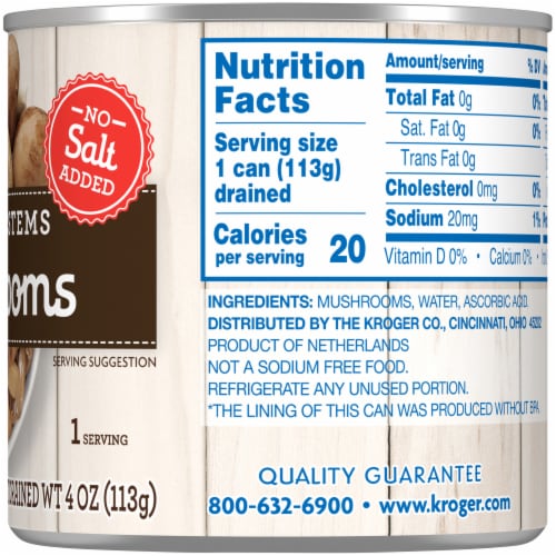 Kroger® No Salt Added Canned Mushrooms Pieces & Stems Perspective: right
