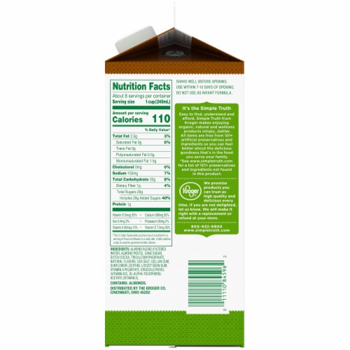Simple Truth® Dairy Free Chocolate Almond Milk Half Gallon Perspective: right