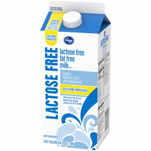 Kroger® Lactose Free Calcium Enriched Fat Free Milk Half Gallon Perspective: right