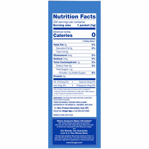 Kroger® Zero Calorie Sweetener with Aspartame Packets Perspective: right