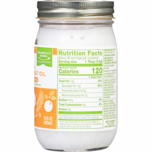Simple Truth Organic Unrefined Cold Pressed Virgin Coconut Oil Perspective: right