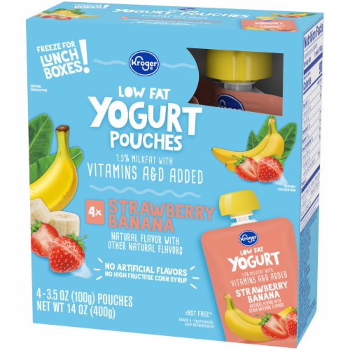 Kroger Strawberry Banana Low Fat Yogurt Pouches Perspective: right
