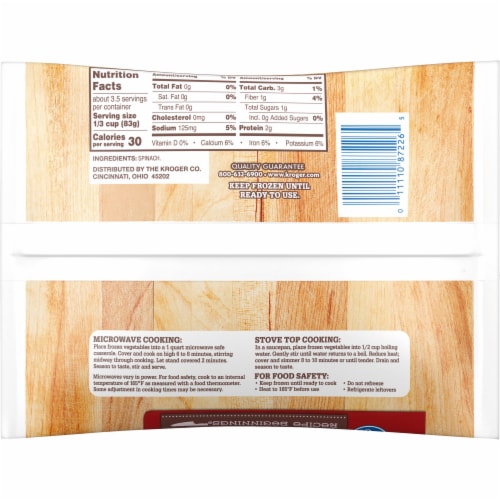 Kroger® Recipe Beginnings Frozen Chopped Spinach Perspective: right