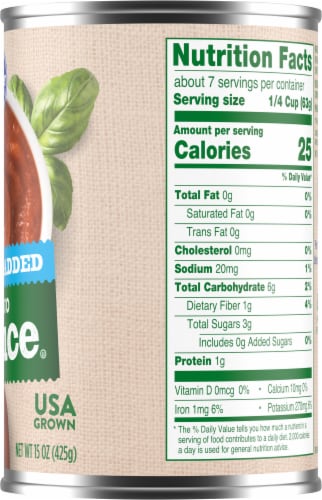 Kroger® No Salt Added Tomato Sauce Perspective: right