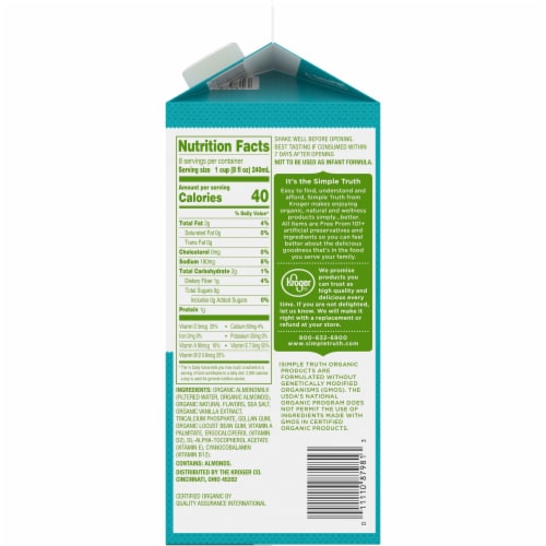 Simple Truth Organic™ Unsweetened Vanilla Almond Milk Perspective: right