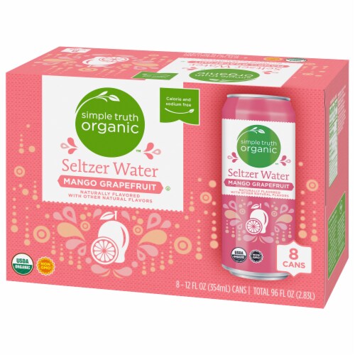 Simple Truth Organic Mango Grapefruit Flavored Seltzer Water Cans Perspective: right