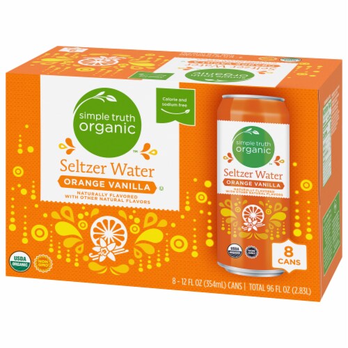 Simple Truth Organic™ Orange Vanilla Flavored Seltzer Water Cans Perspective: right