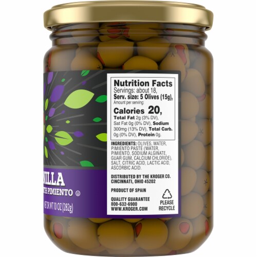 Kroger® Manzanilla Olives Stuffed With Pimiento Perspective: right